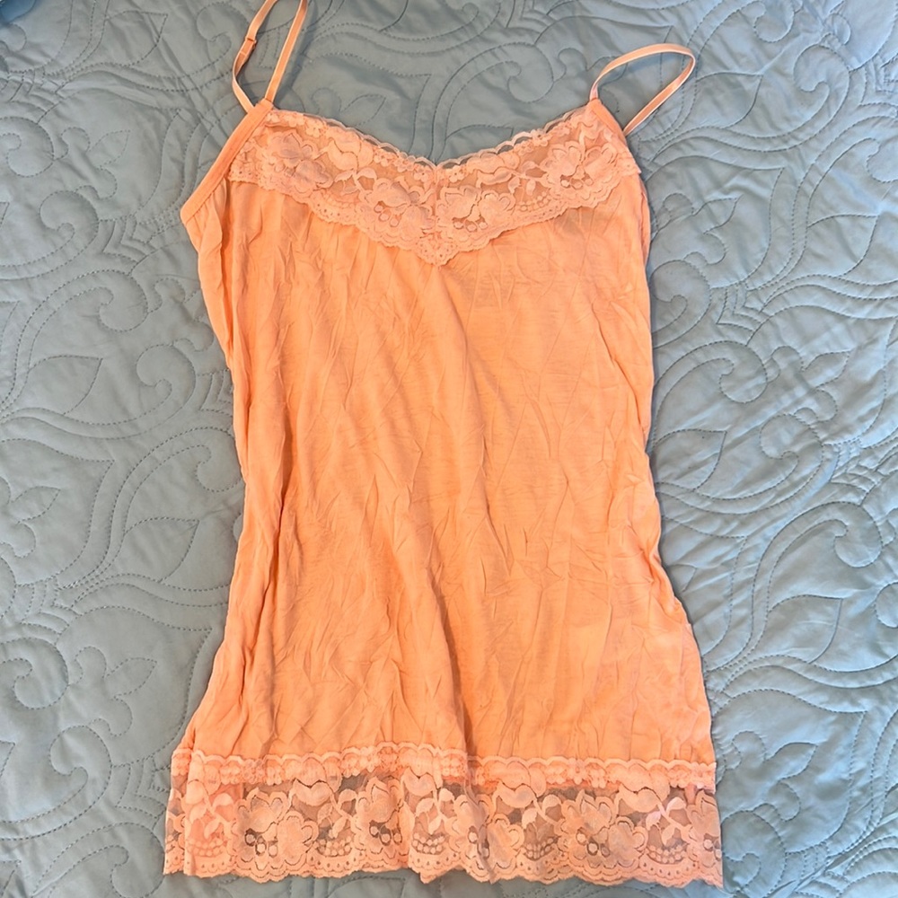 Peach Lace trim Cami top